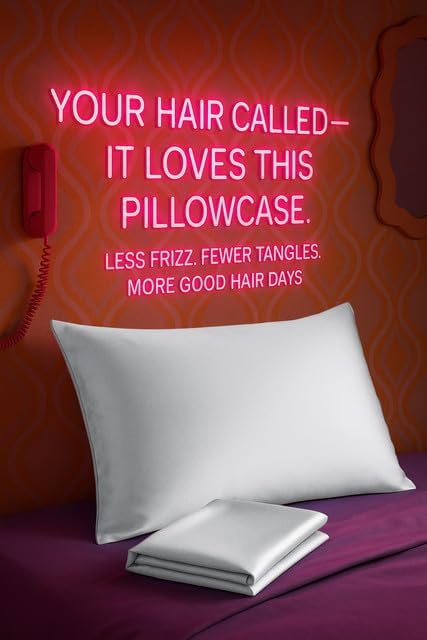 Detalle de BLISSFORD Satin Pillowcase with Hidden Zipper (Set of 2) — White, Standard Size