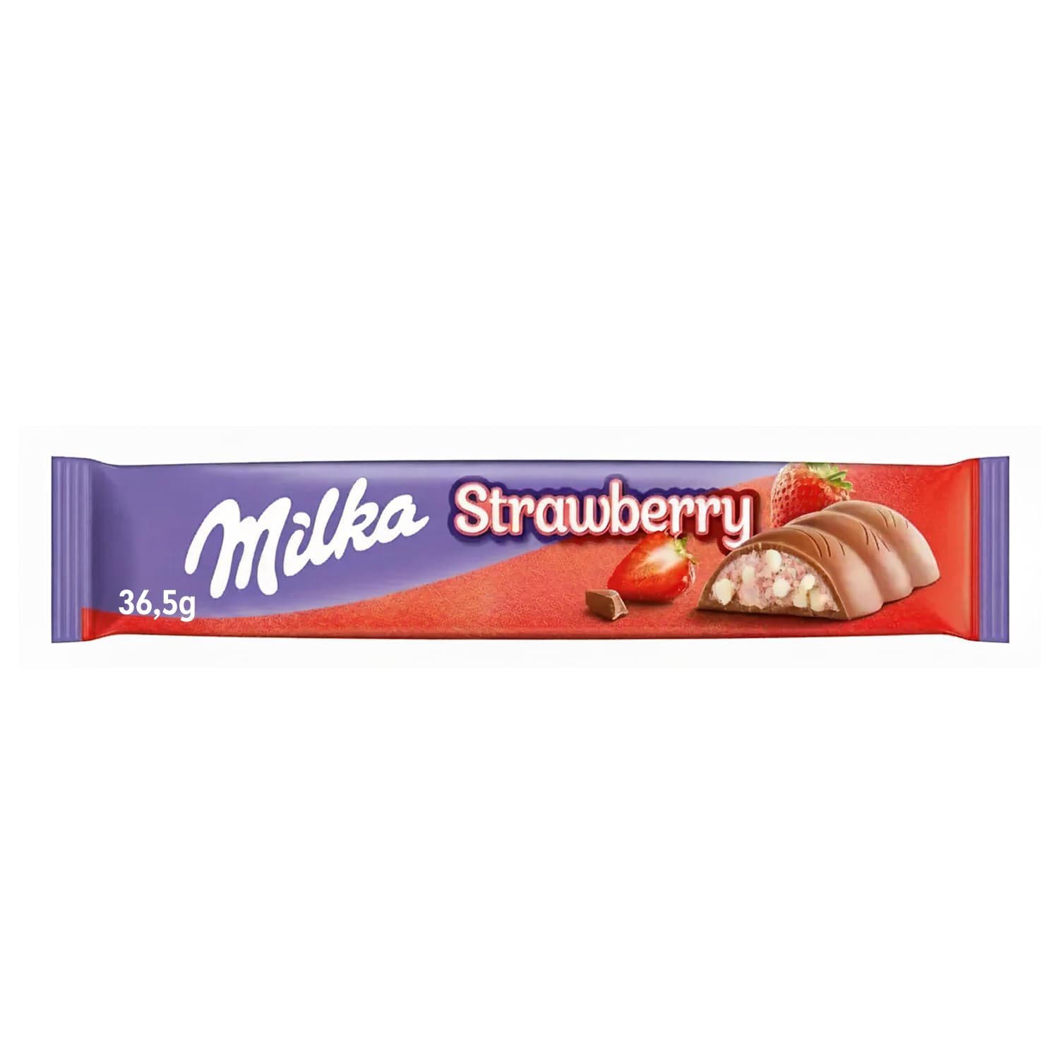 Detalle 2 de Milka Choco Erdbeer Riegel – Alpenmilch-Schokolade mit Erdbeer-Milchcrème & Crispies (36 x 36,5 g)