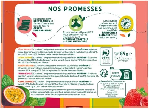 Thumbnail 5 de Elephant Infusion Collection Fruitée – Assortiment 5 Tisanes en Sachets Pyramid, 50 Sachets