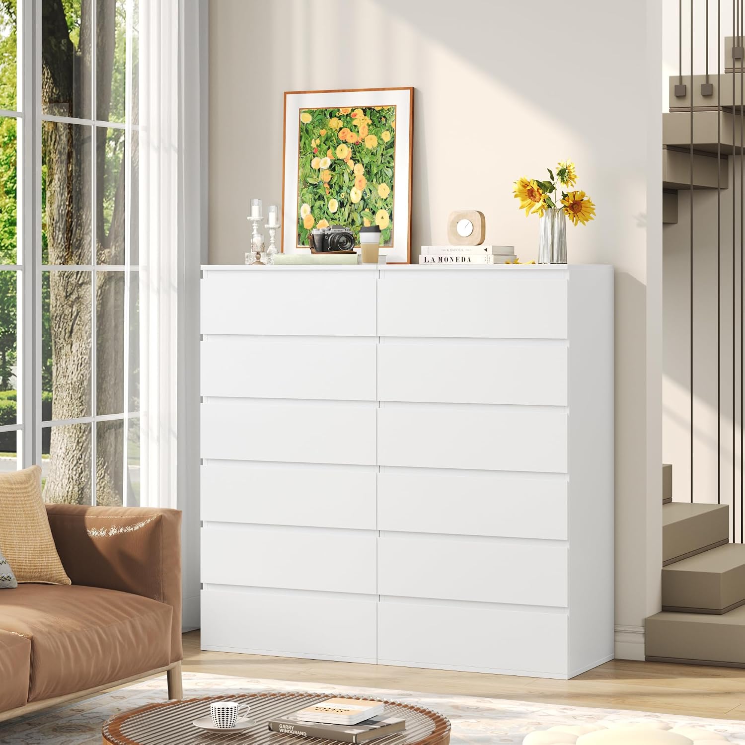Detalle 2 de FOREHILL M281 Chest of Drawers, 6 Drawers, White, 119cm