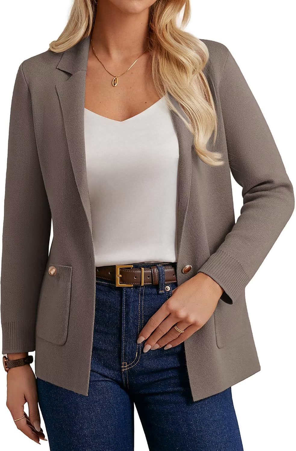 Detalle 2 de GRACE KARIN Sweater Blazer Open Front Cardigan