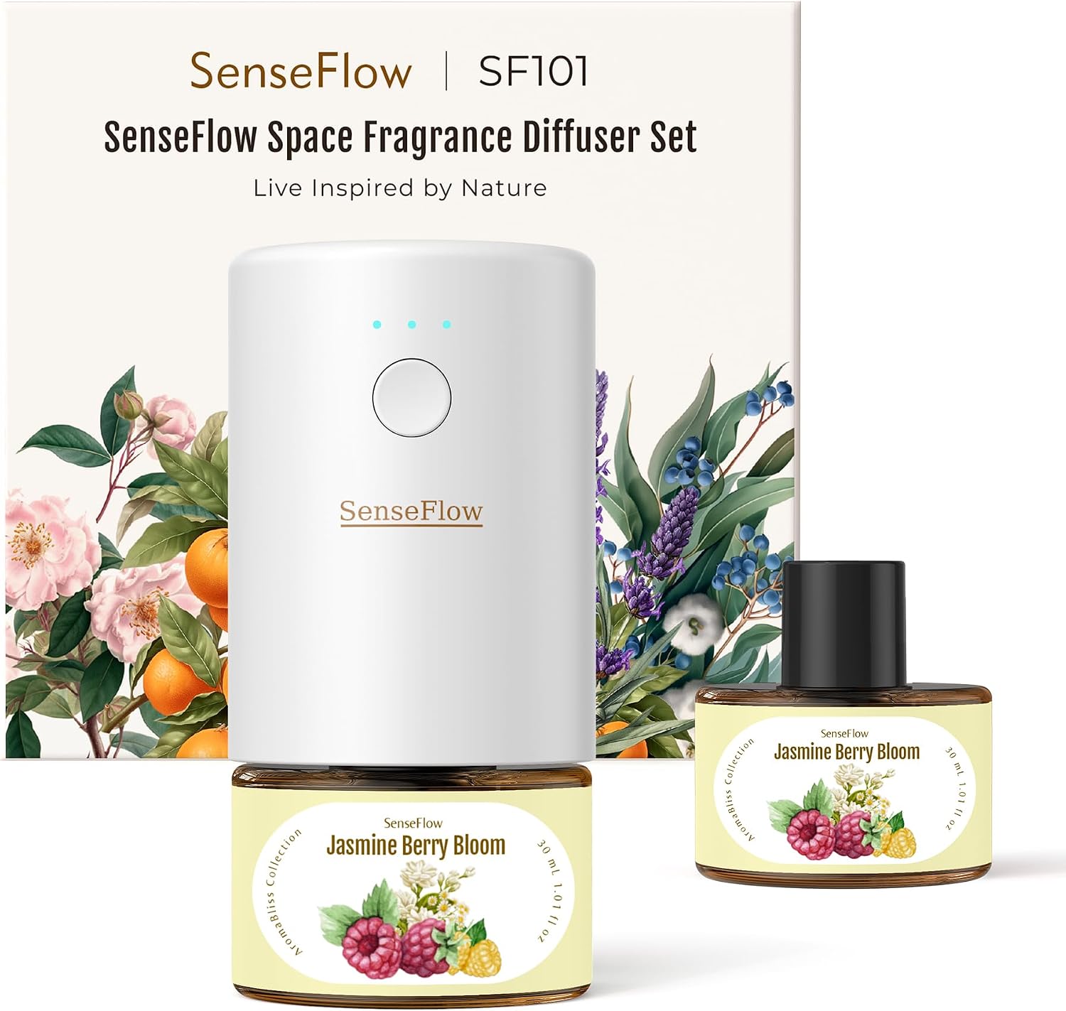 Detalle de SenseFlow Diffuseur Huiles Essentielles SF101 Pro – Jasmine Berry Bloom, Ultra-sonique sans eau