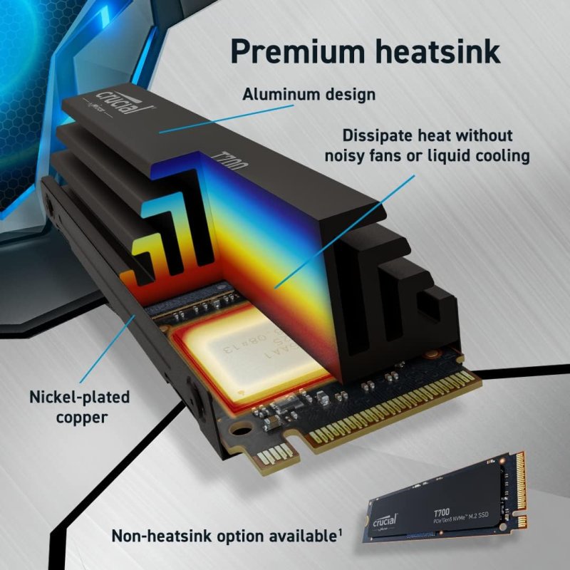 Detalle de Crucial T700 SSD NVMe PCIe Gen5 1 TB 💾
