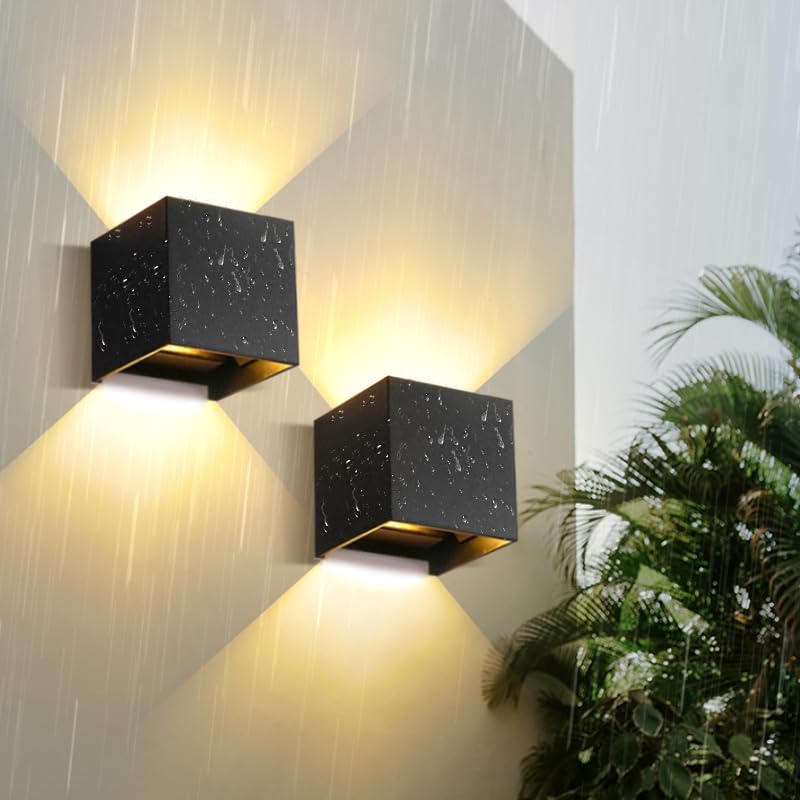 Detalle 2 de YICALE Aplique Pared Exterior 2 Pzs 💡 12W IP65 Ajustable Blanco Cálido