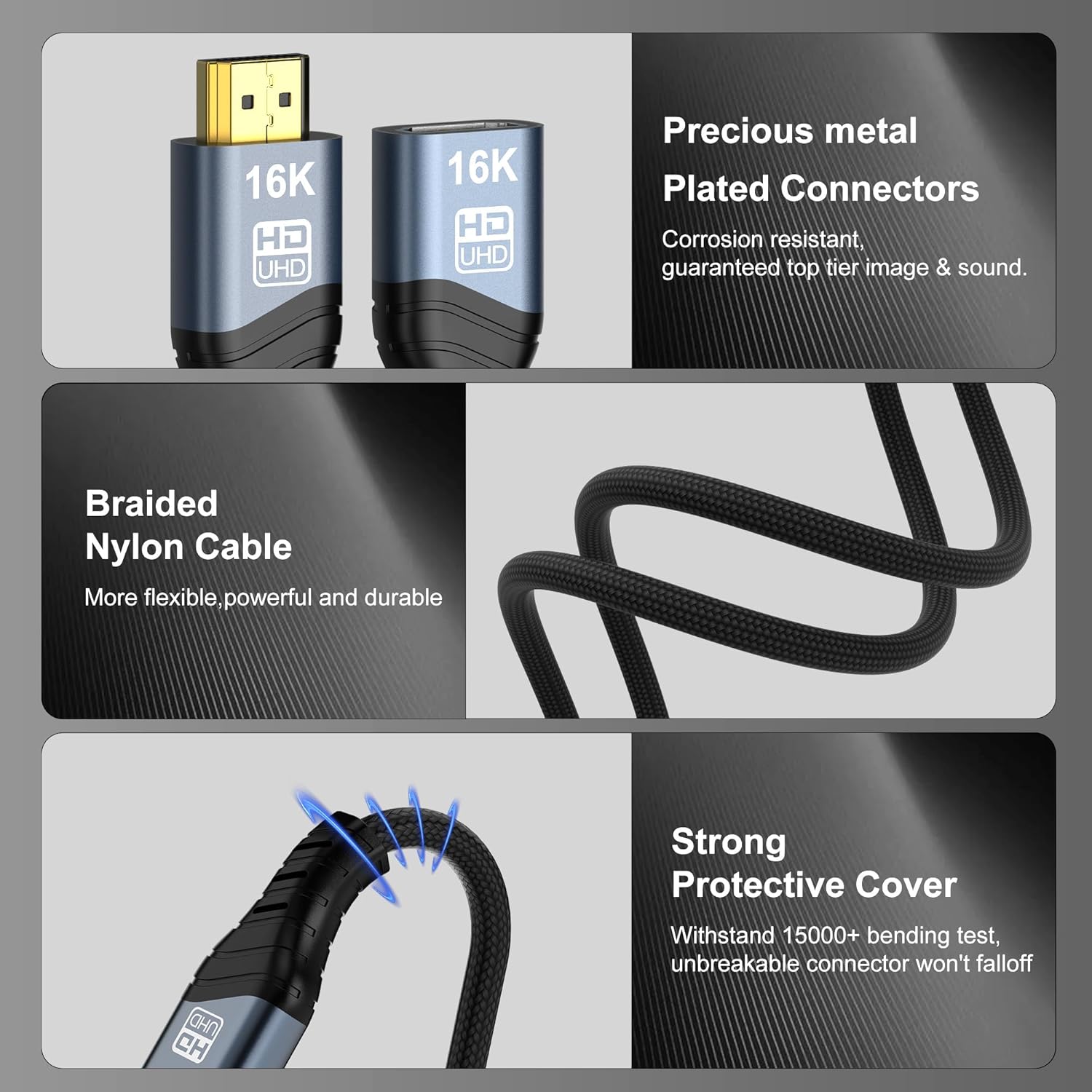 Thumbnail 6 de 16K 10K 8K HDMI2.2 Extension Cable: HDMI Male to Female Extender 1M