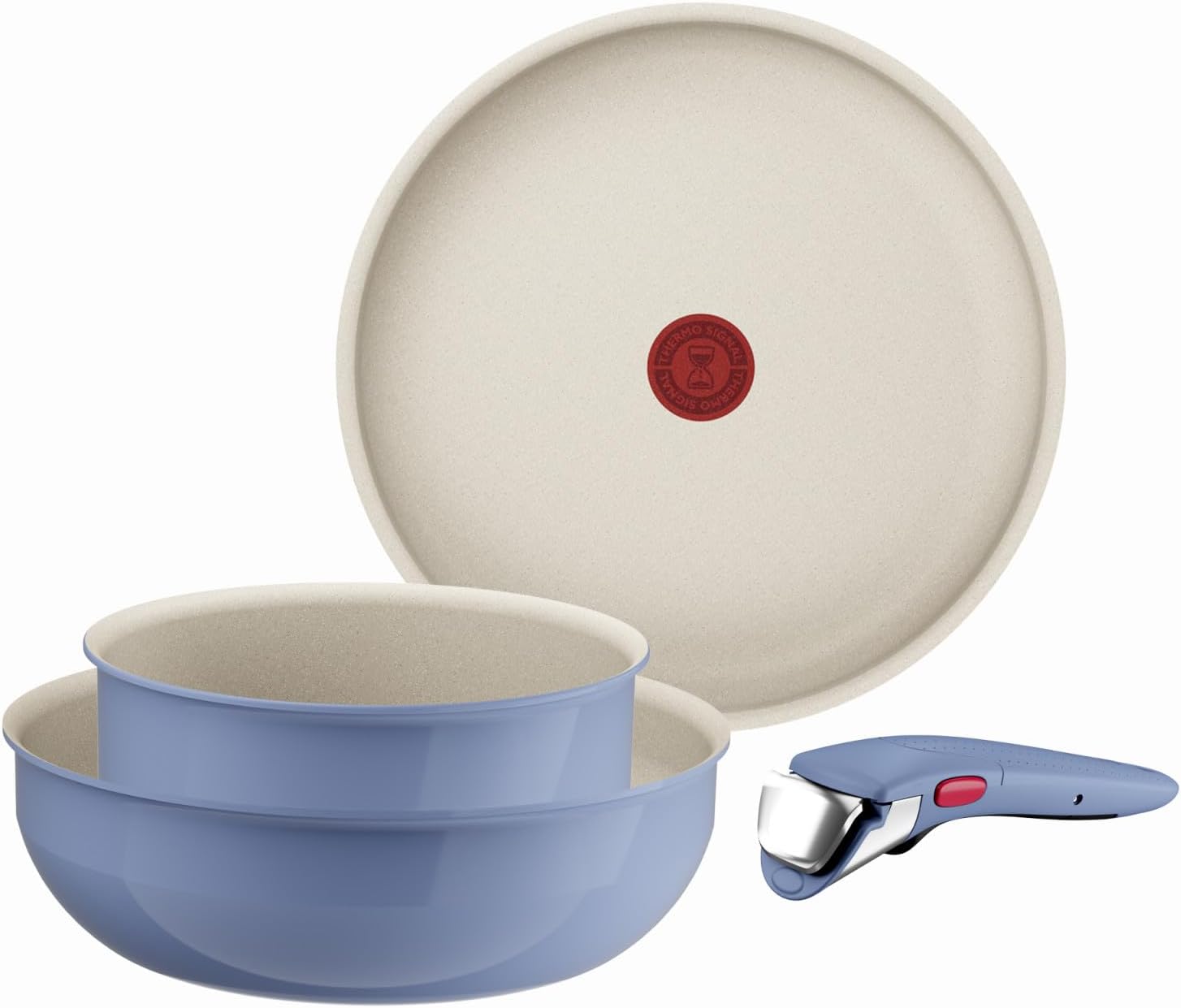 Detalle de Tefal Ingenio Serenity L8294S04 pannenset met antiaanbaklaag, blauw