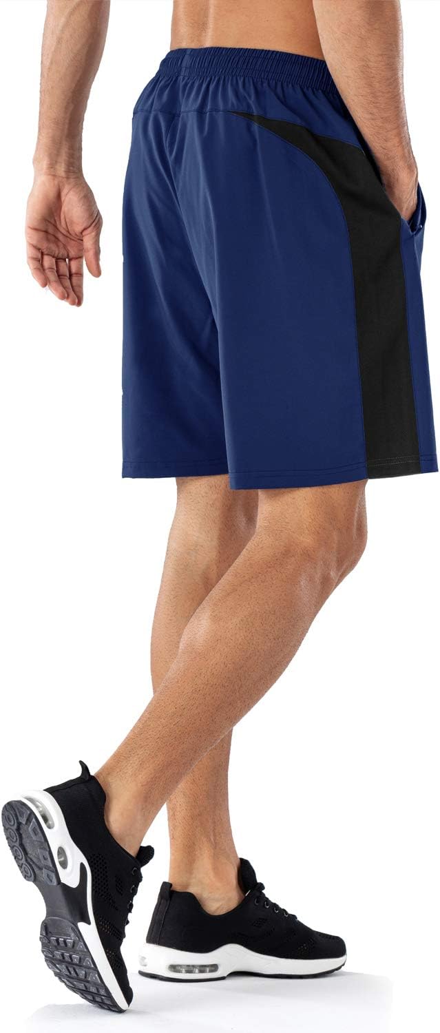 Detalle de HMIYA Herren Sport Shorts: Schnell trocknend, mit Reißverschlusstaschen