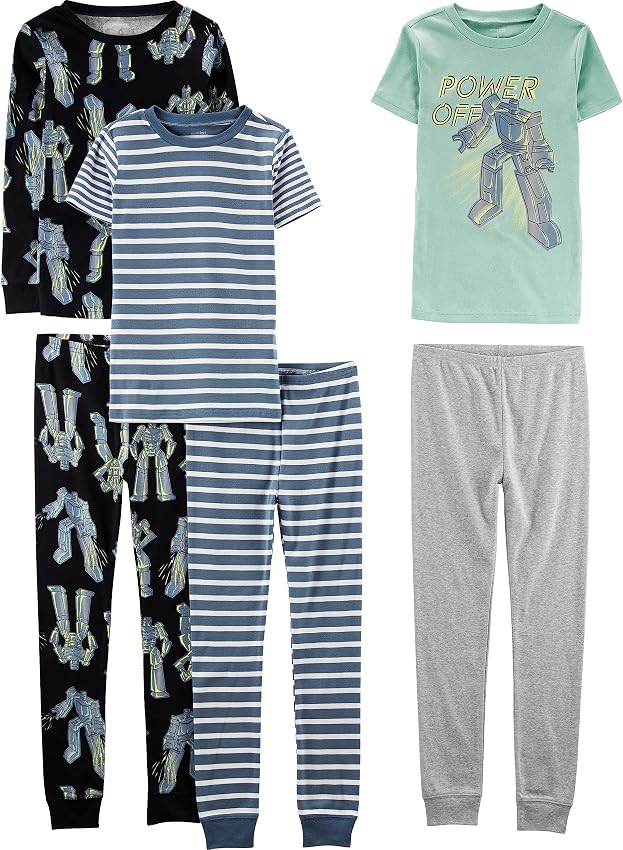 Detalle de Simple Joys Carter's Pijama 6 piezas Dinos y Rayas🦖🦈