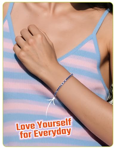 Detalle de Just Being Cute Bracciale tennis Zirconia 5A+ 3mm Argento Blu 18 cm