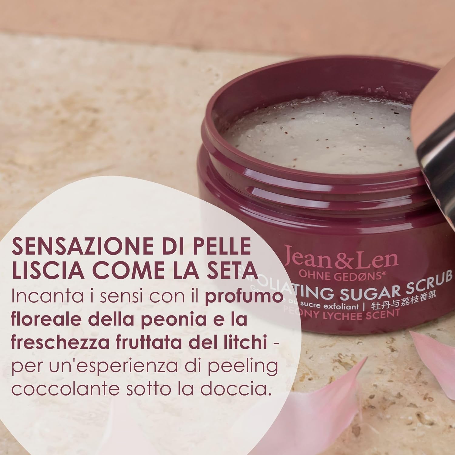 Thumbnail 3 de Jean & Len Scrub allo Zucchero Peony & Lychee — scrub corpo profumato con oli nutrienti, 200 ml