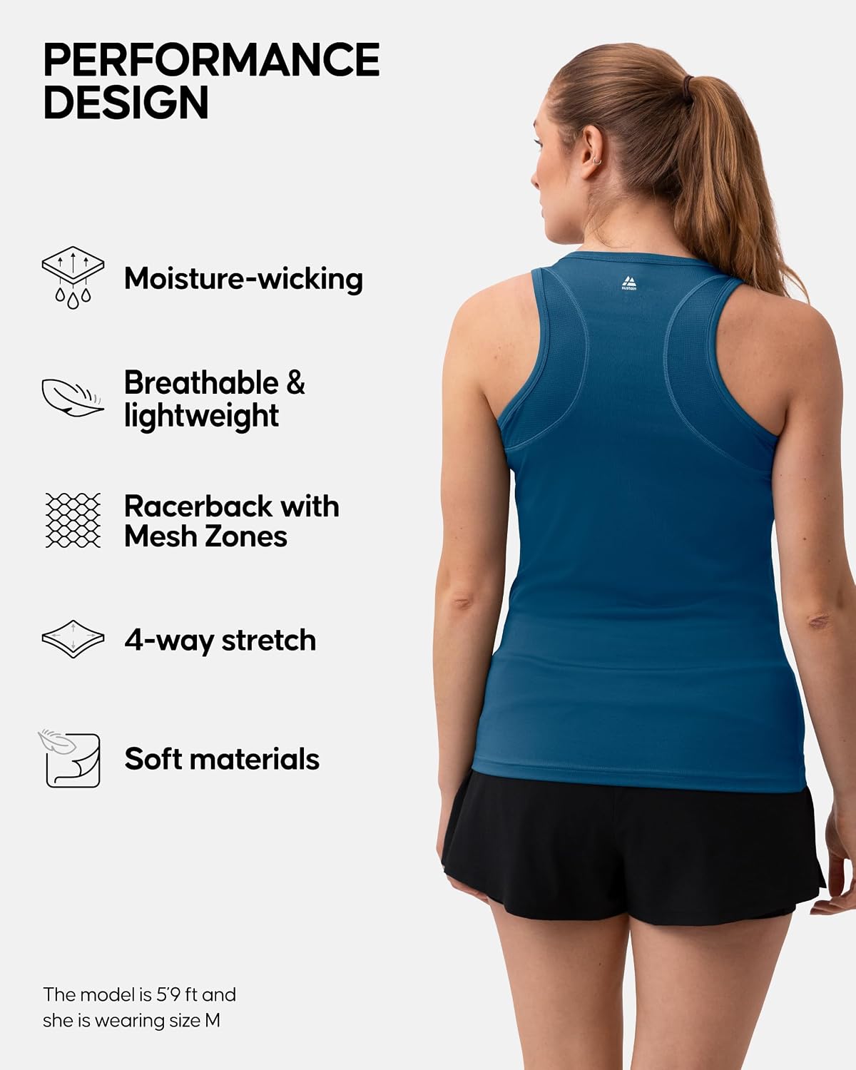 Detalle 2 de DANISH ENDURANCE Women's Gym Tank Top, Racerback, Recycled Quick-Drying Fabric