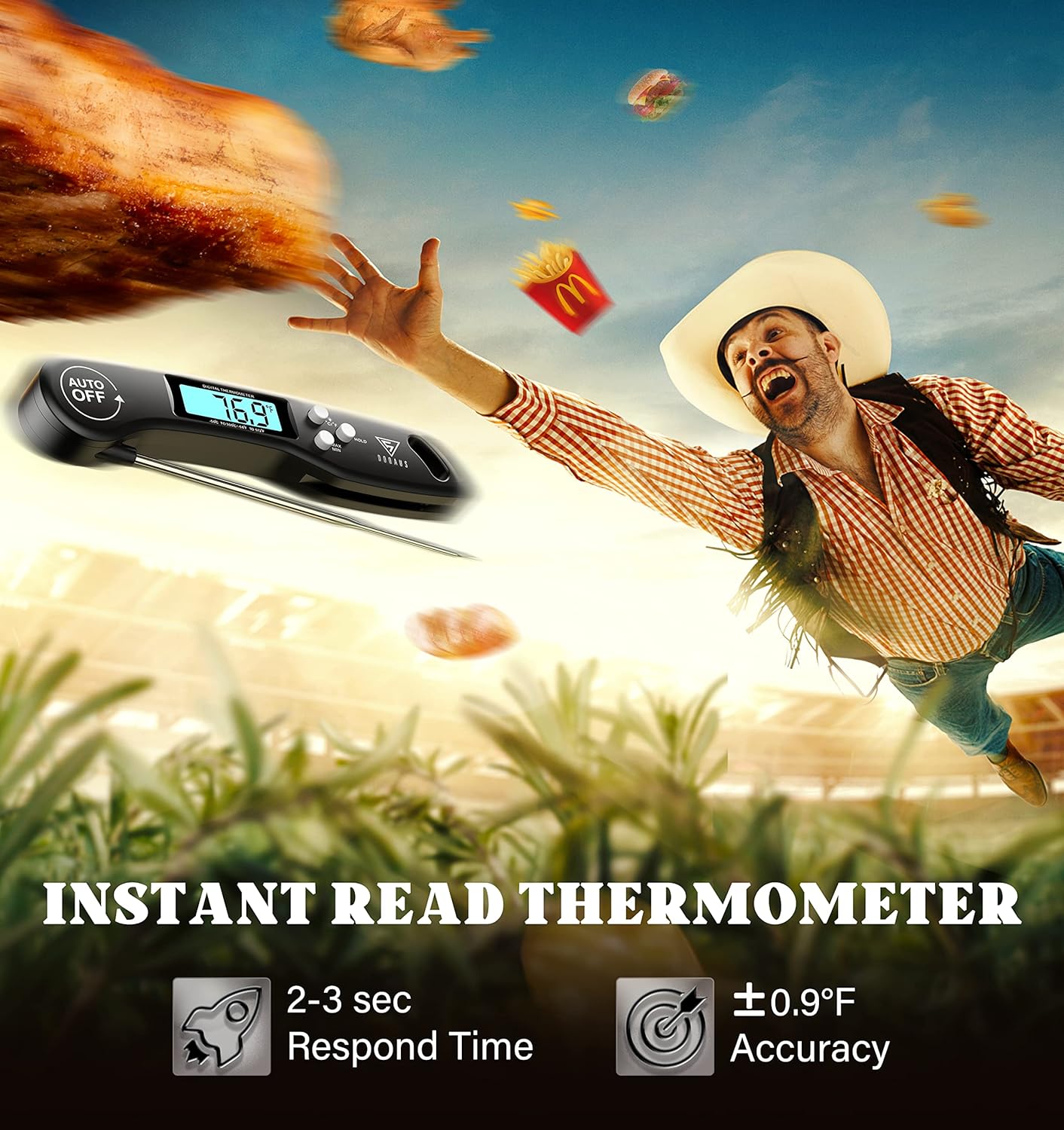 Detalle 1 de DOQAUS Digital Meat Thermometer, Instant-Read with Backlit Rotating Display