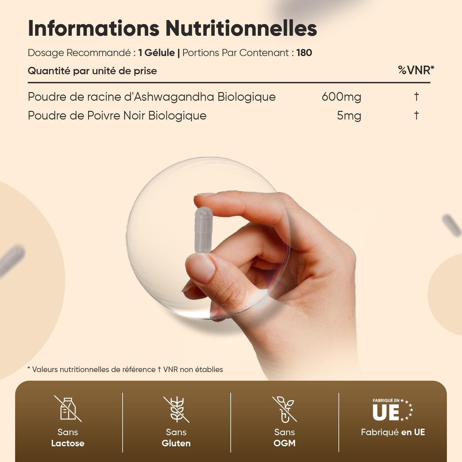 Thumbnail 2 de Ashwagandha Bio 180 Gélules Vegan – Withania Somnifera et Poivre Noir Bio, WeightWorld