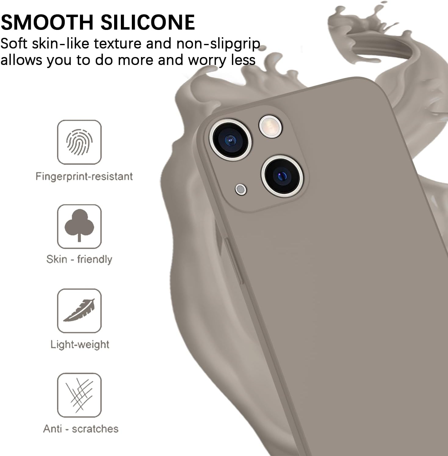Thumbnail 1 de KPPIT Silicone Shockproof Case for iPhone 15 (6.1") in Titanium Gray
