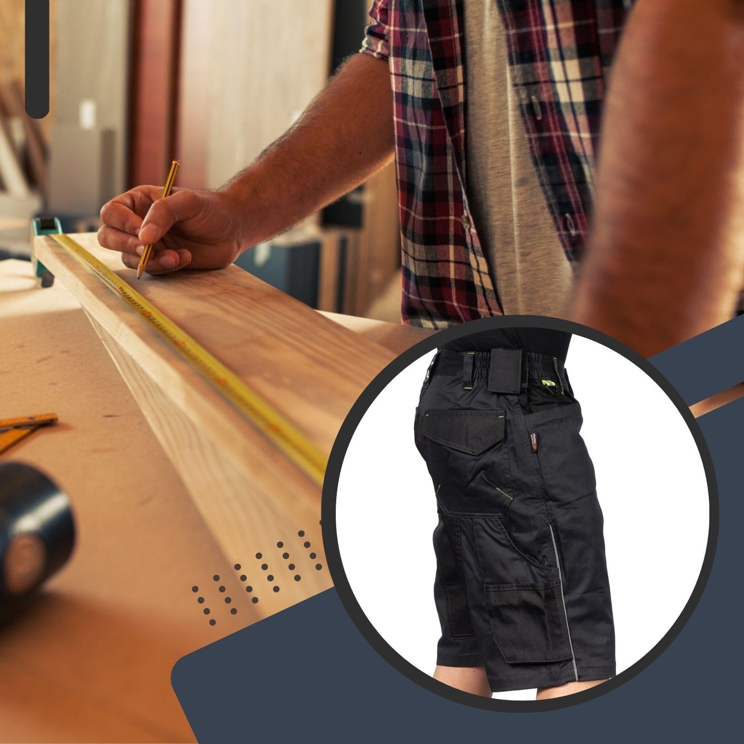 Thumbnail 6 de Stenso Prisma kurze Arbeitshose für Herren – Multifunktionstaschen & elastische Taille