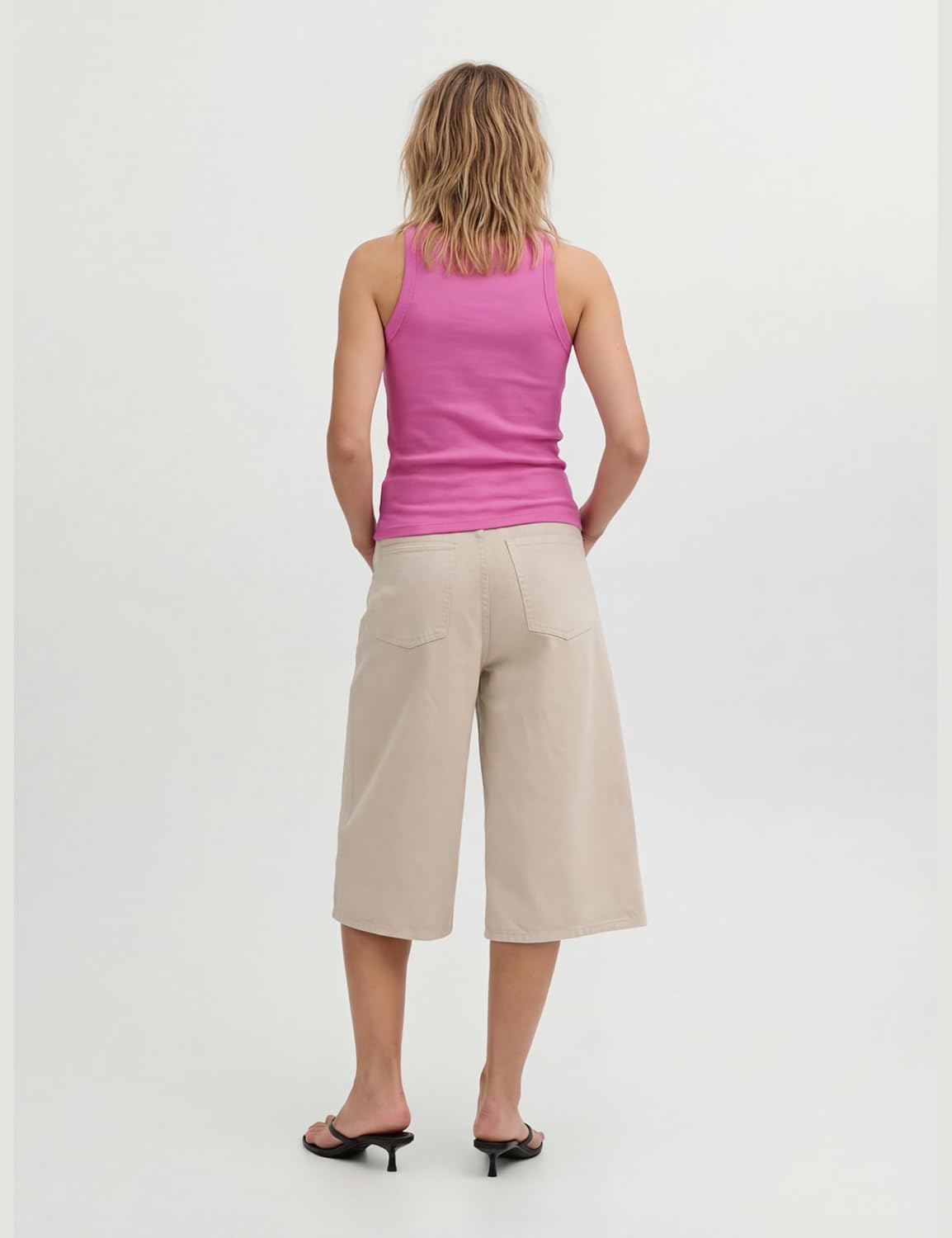 Detalle de JJXX Jxforest STR SL Rib Top JRS Noos Femme – Débardeur côtelé à col rond sans manches