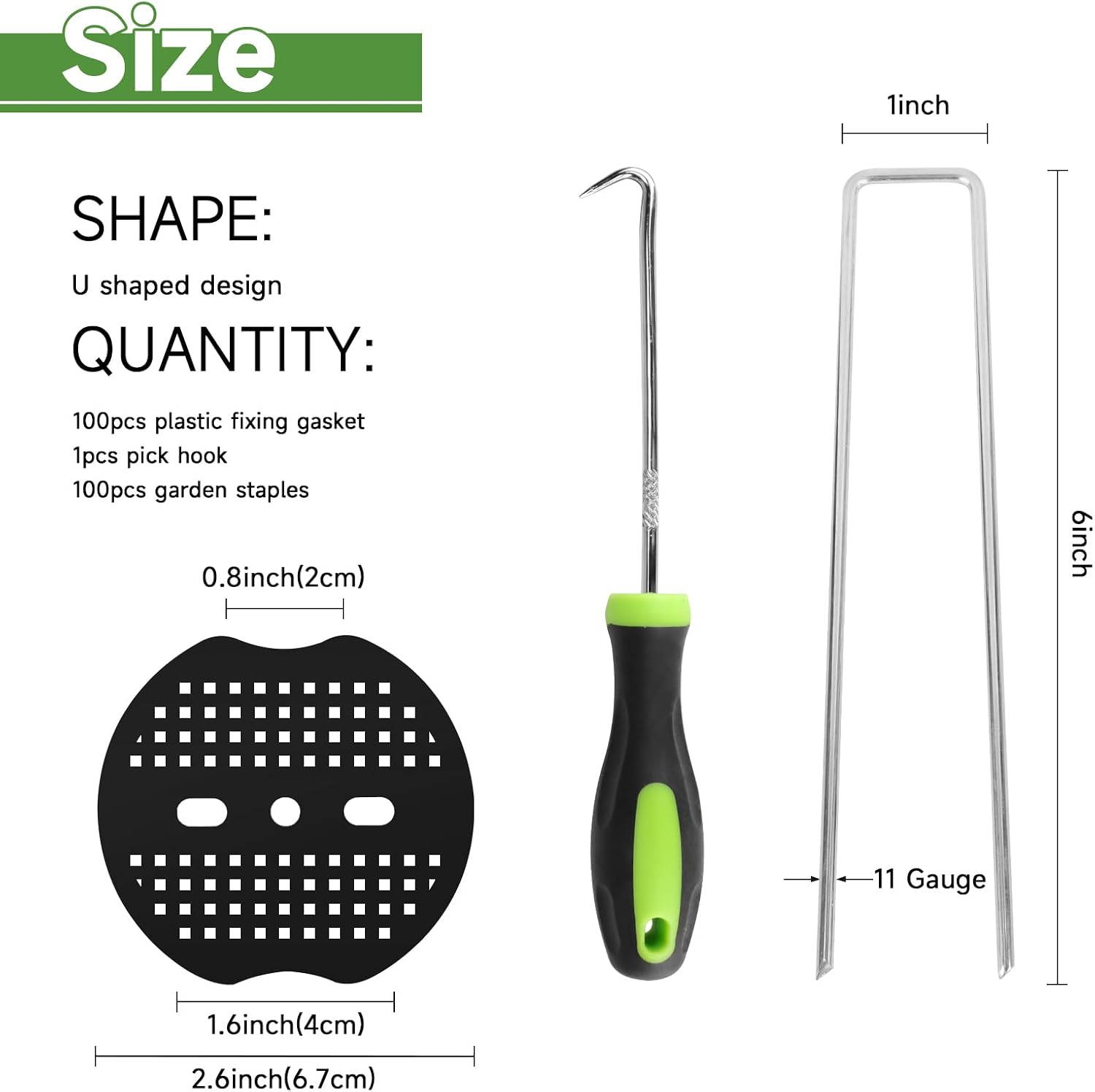 Detalle de JELNER JELNER-US-20240228 Garden Stakes, 6-Inch 11-Gauge Galvanized Steel Staples