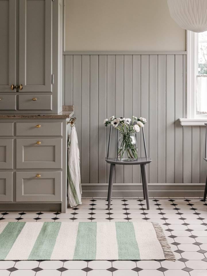 Detalle de RugVista Cotton stripe – dywan bawełniany 80 x 250 cm, miętowy, płasko tkany