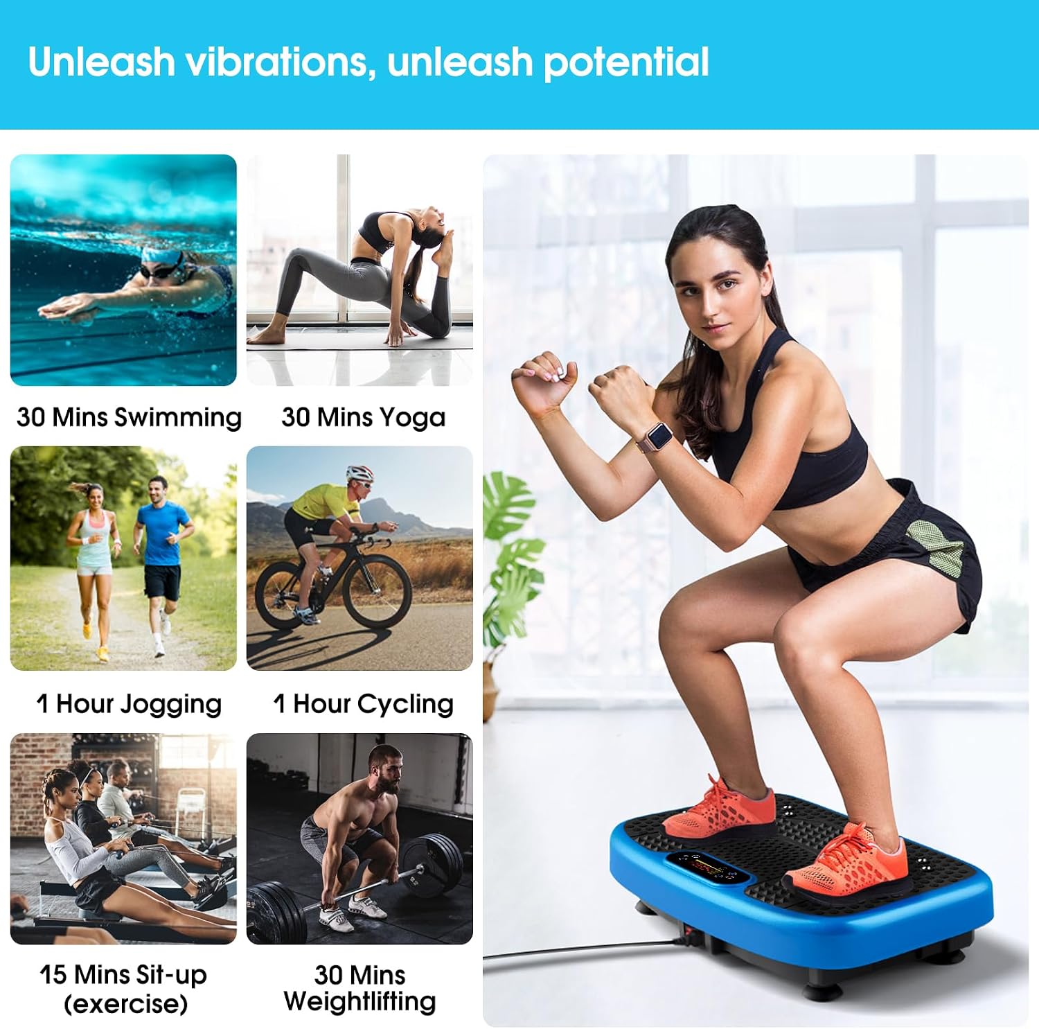 Detalle 2 de SoftGym Vibration Plate Exercise Machine, 120 Speeds, LED Display and Bands