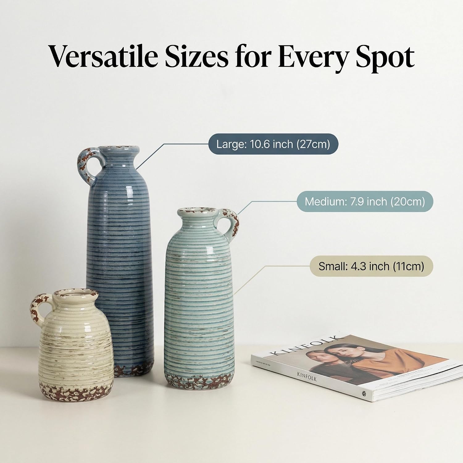 Detalle 1 de LIFESTYLO Ceramic Vase Set of 3