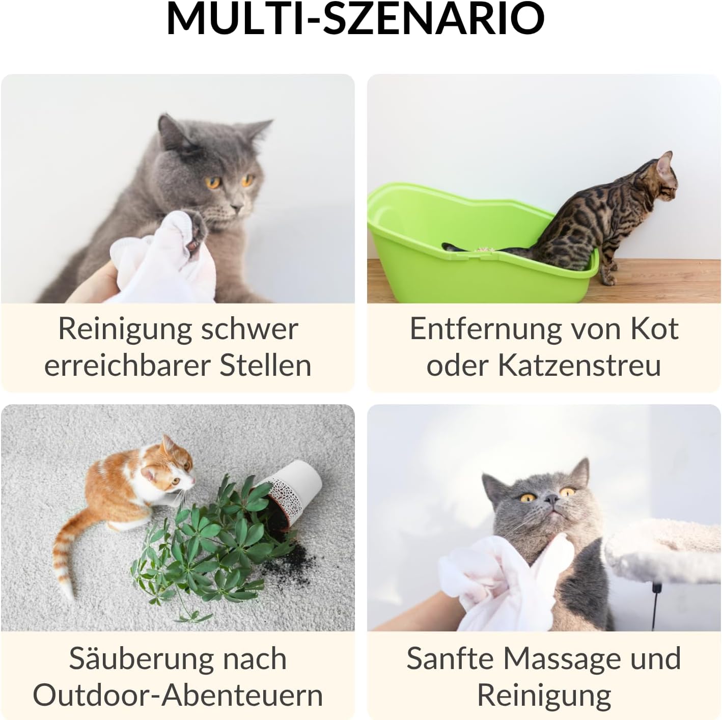 Detalle 2 de RumbleBox Handschuh-Feuchttücher für Katzen & Hunde – Präzise Reinigung und sanfte Fellpflege