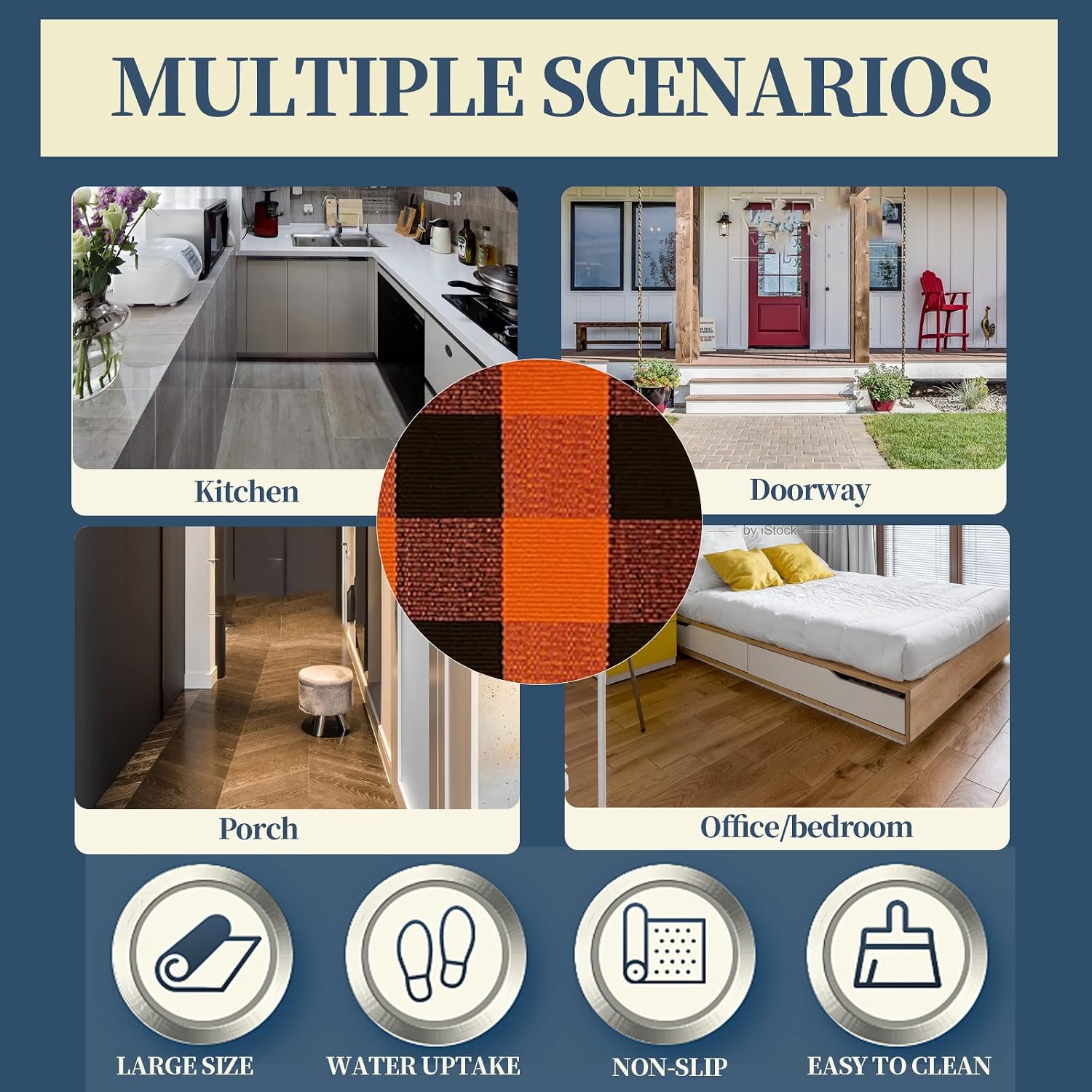 Thumbnail 6 de SEEKSEE Rug-SKS 3' x 5' Cotton Buffalo Plaid Entryway Rug