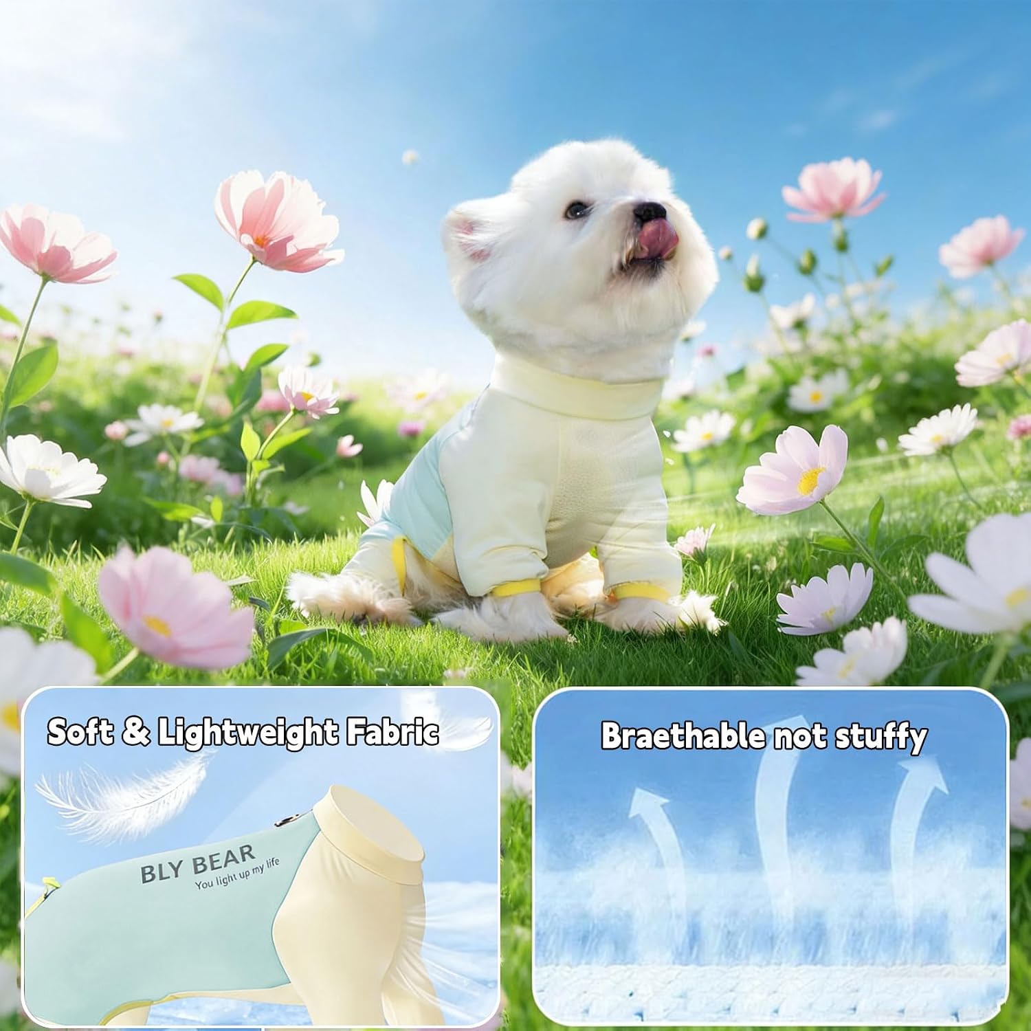 Thumbnail 6 de Anlitent Puppy Jumpsuit UPF 50+ Sun Protection: Full-Body Summer Coat for outdoor pups (L 4-5.5kg)