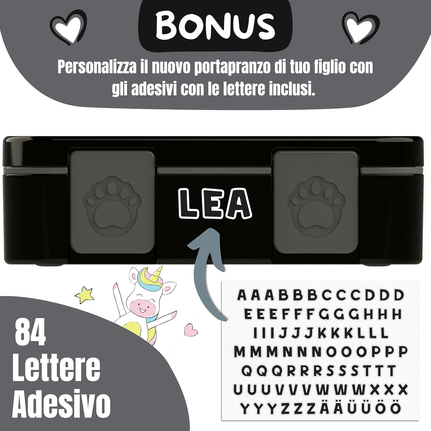 Thumbnail 6 de BEARFOOT Porta Pranzo Bambini Compatto 1000 ml: lunch box ermetica, BPA-free e personalizzabile