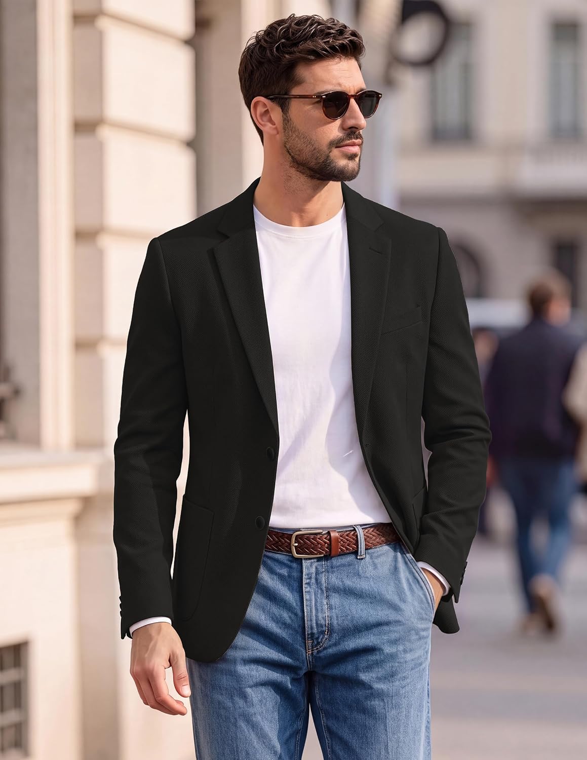 Detalle 2 de PJ PAUL JONES Men's Casual Knit Blazer, Two-Button Stretch Sport Coat