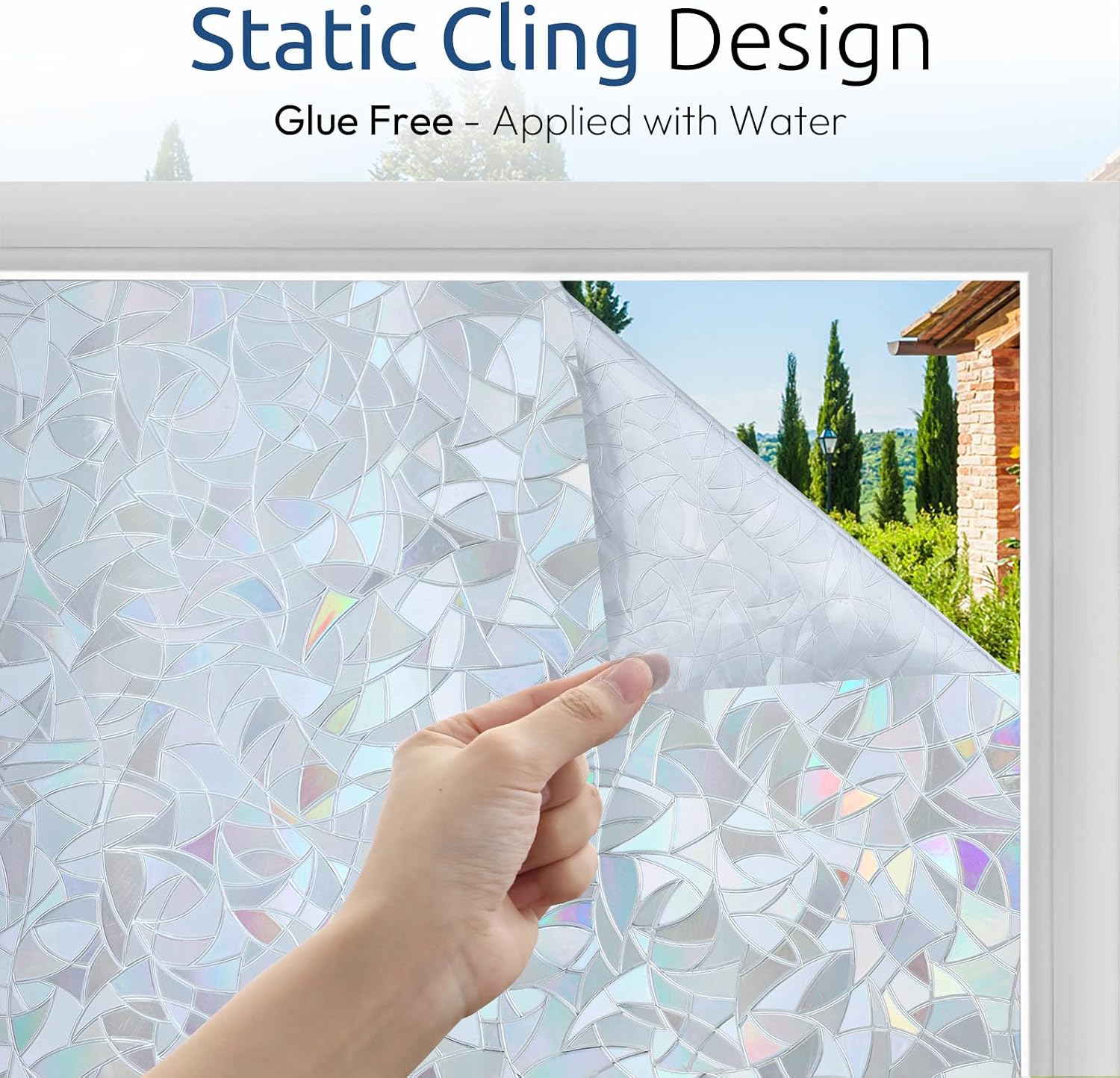 Detalle 2 de rabbitgoo A018SR-60-2 Rainbow Window Privacy Film, Silver Static Cling