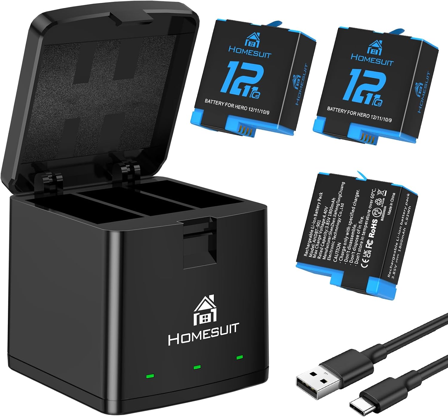 Detalle de Homesuit Hero 12 11 10 9 Battery 1800mAh 3-Pack