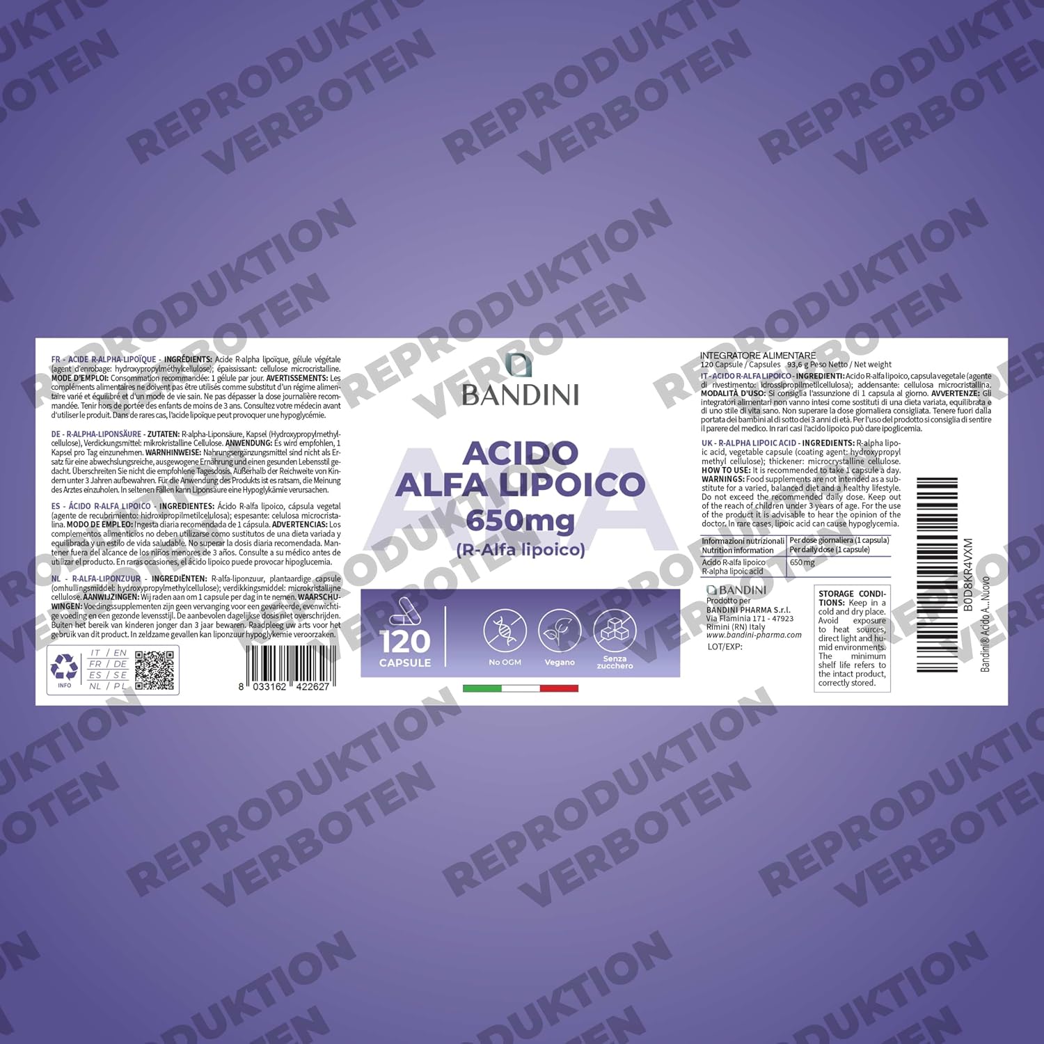 Thumbnail 4 de Bandini Alpha-Liponsäure 650 mg 120 Kapseln