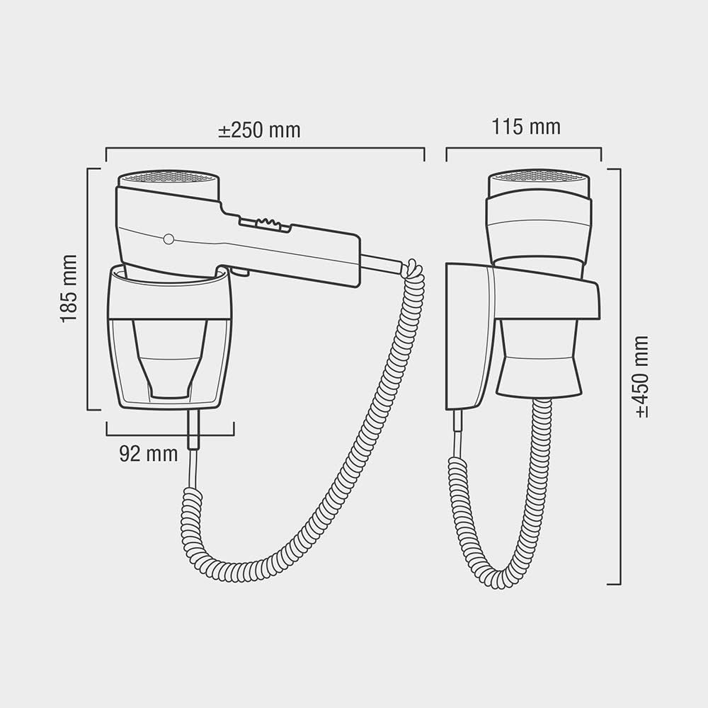 Detalle 2 de Valera Action Super Plus 542.06/038A Wall-Mounted Hairdryer, 1,600 W