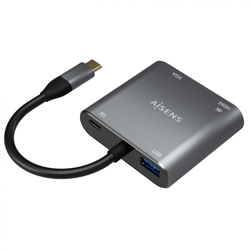Detalle de Aisens A109-0626: Adaptador USB‑C a HDMI/VGA/USB‑C/USB 3.0 (15 cm) Gris