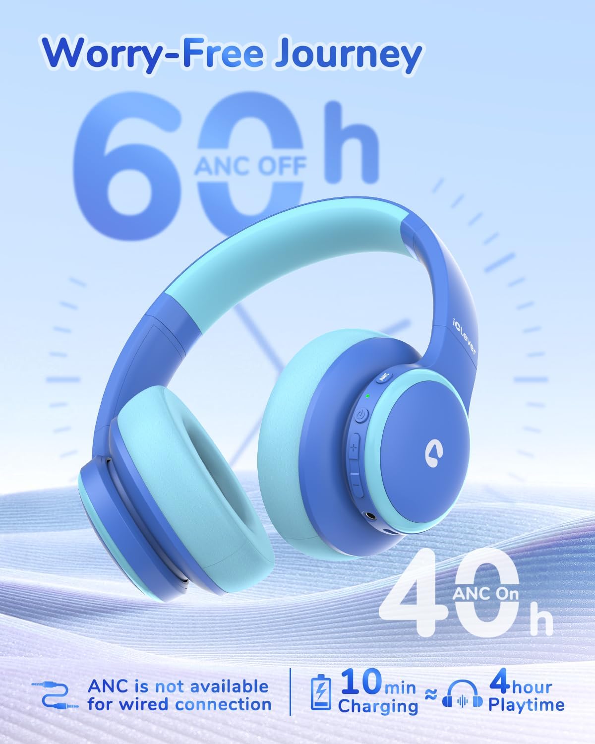Thumbnail 2 de iClever BTH26 kids ANC headphones 60H