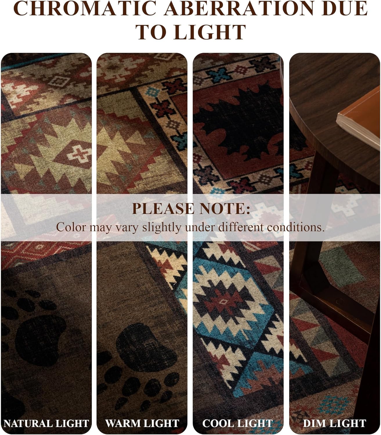 Thumbnail 3 de YIHOUSE Rustic Cabin Area Rug (5x7) — Machine Washable Lodge Bear Rug with Non-Slip TPR Backing