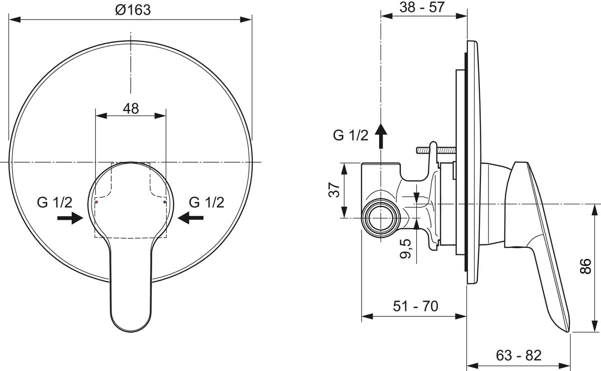 Thumbnail 3 de Ideal Standard A7184AA Alpha: miscelatore incasso doccia, completo, cromato