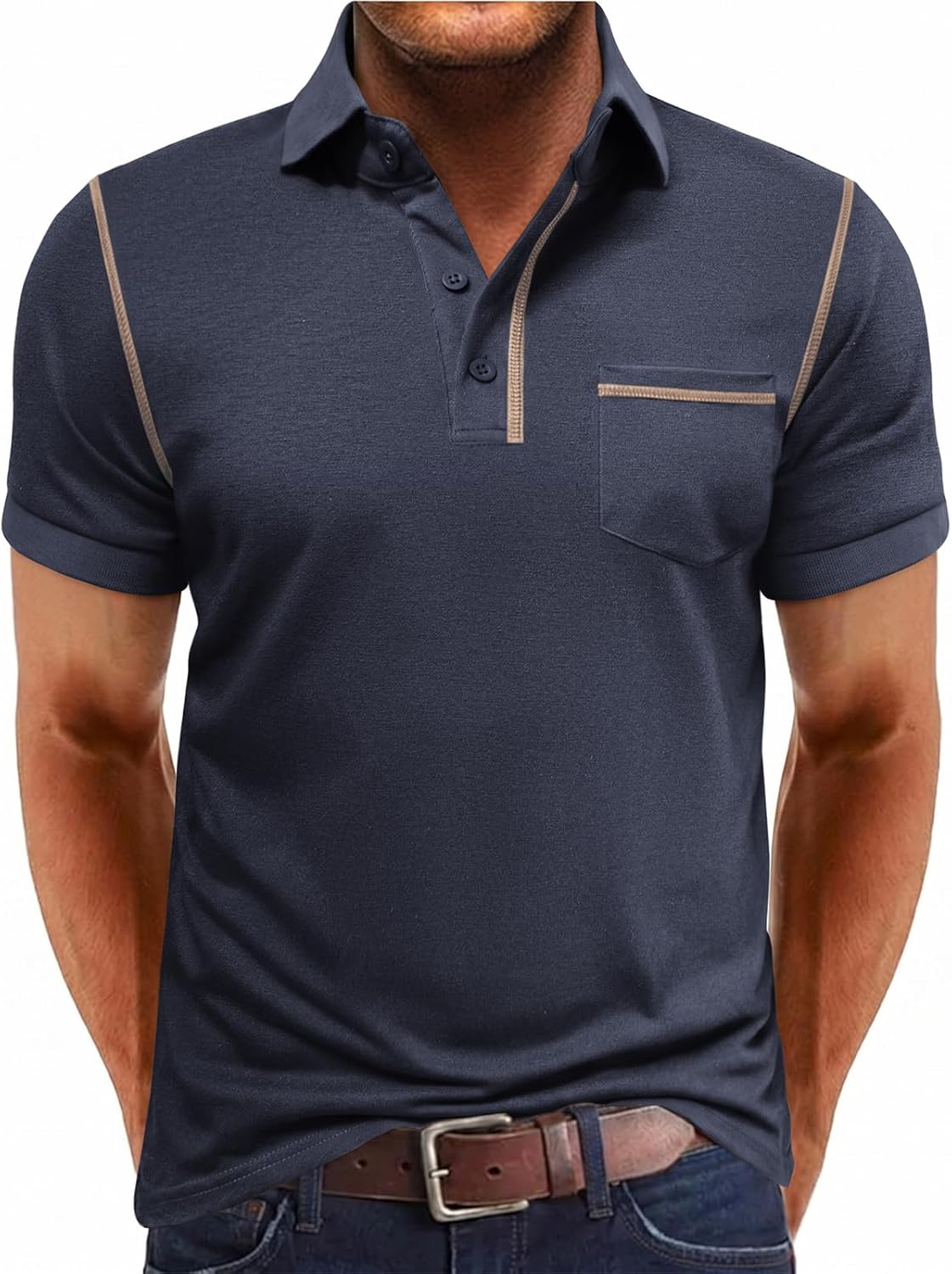 Thumbnail 6 de Volemo Men’s Short Sleeve Polo Shirt – Casual Golf Top in Soft Cotton Blend with Pocket