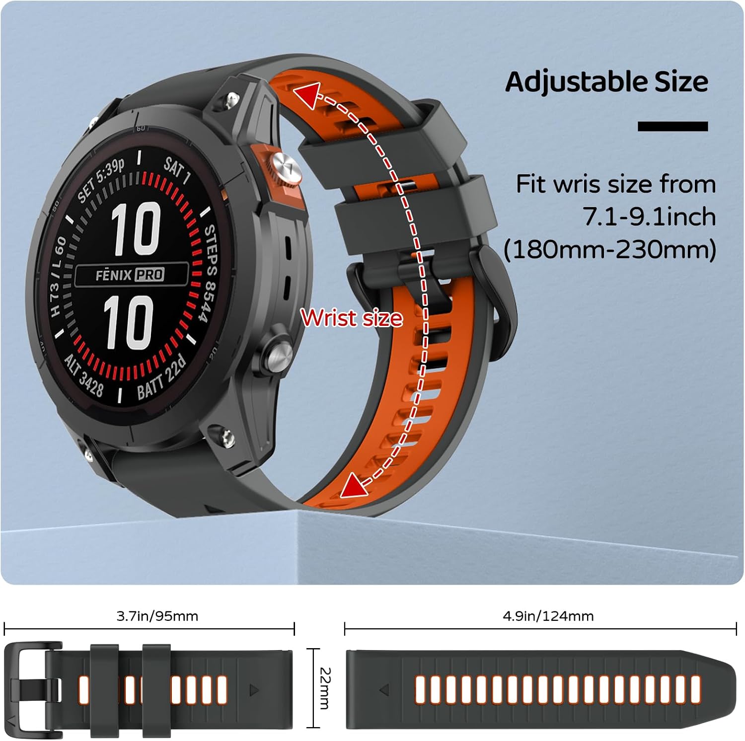 Detalle de U-LIMVE silikonarmband 26 mm QuickFit för Garmin Fenix, Epix och Tactix