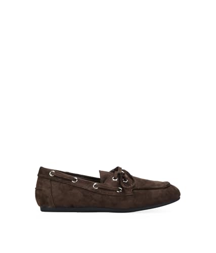 Detalle de BOSANOVA Zapato Plano Náutico de Ante Vegano para Mujer – Marrón 38