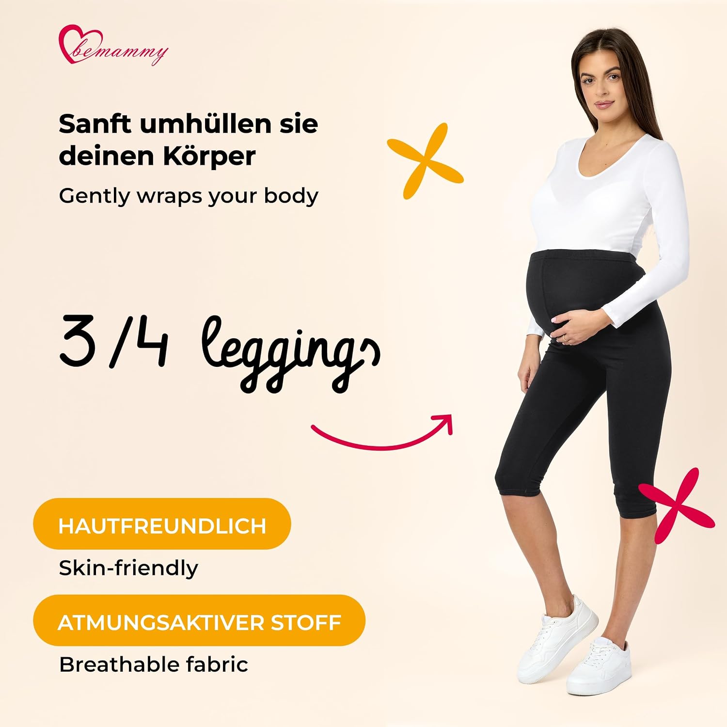 Thumbnail 2 de Be Mammy 3/4 Umstandsleggings Kurz aus Baumwolle – blickdichte Umstandshose