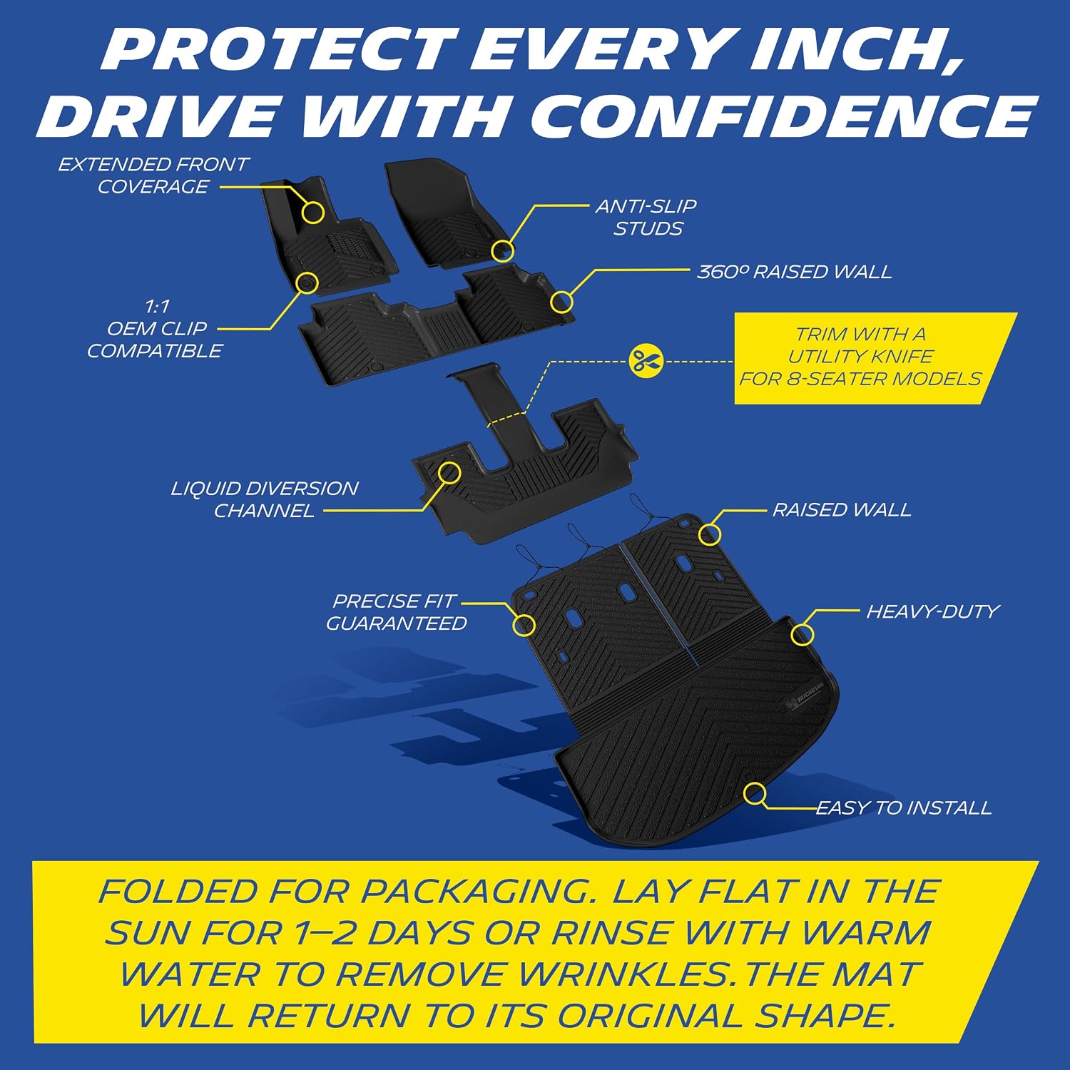 Detalle de Michelin Premier Series All-Weather Floor Mats for 2027 Kia Telluride (7 & 8 Seats) - Custom Fit