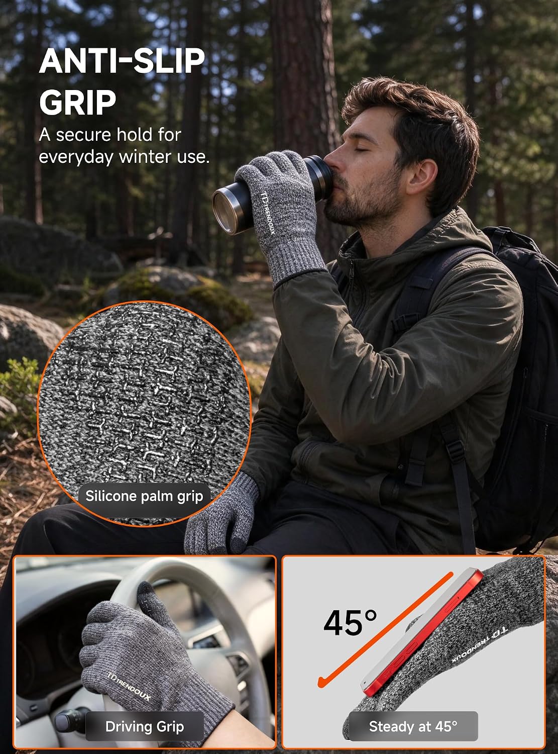 Thumbnail 4 de TRENDOUX Merino Wool Winter Gloves, Touchscreen