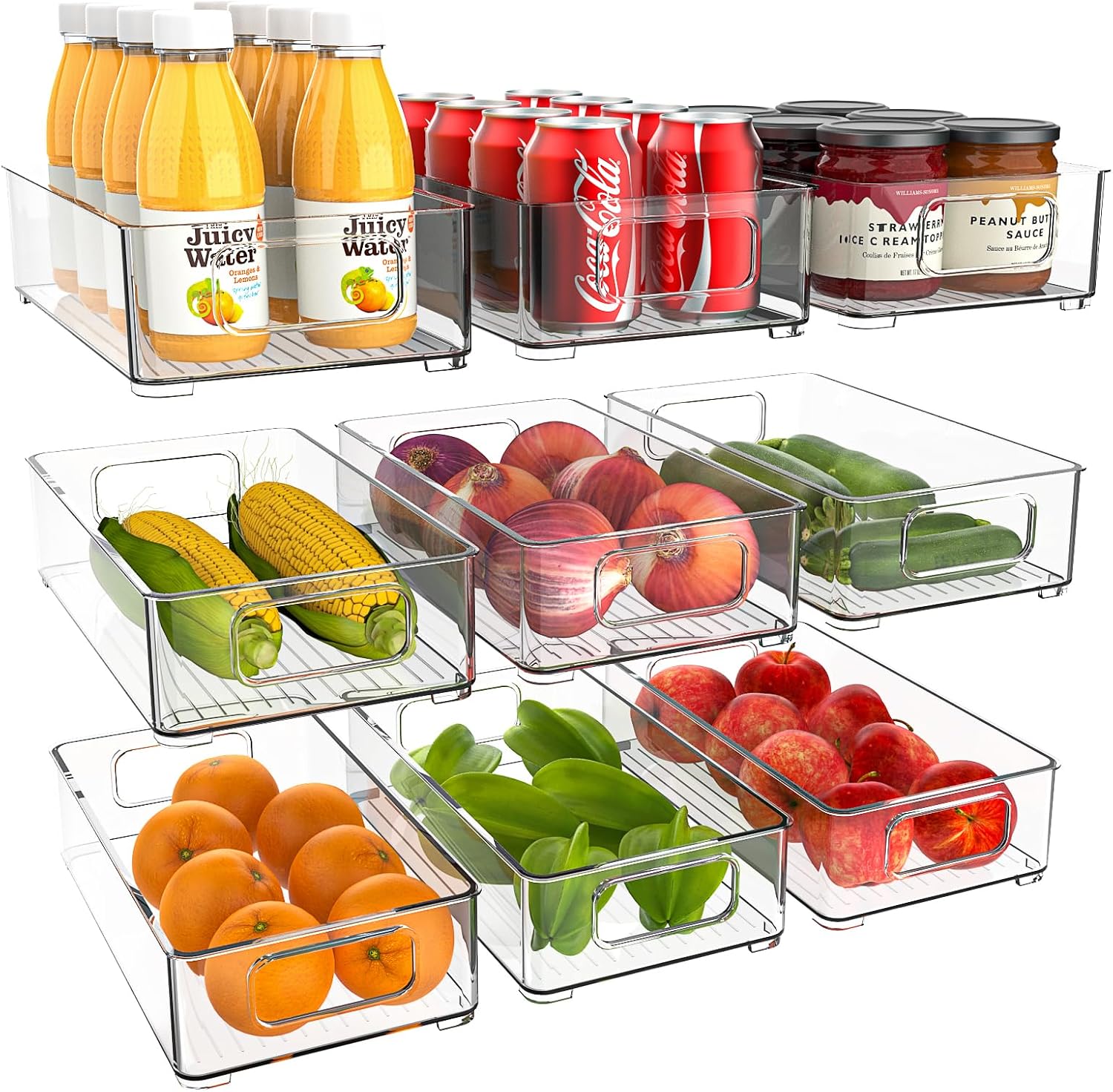 Detalle de Diwoker Kühlschrank Organizer stapelbar – durchsichtige Aufbewahrungsboxen (9 Stück)