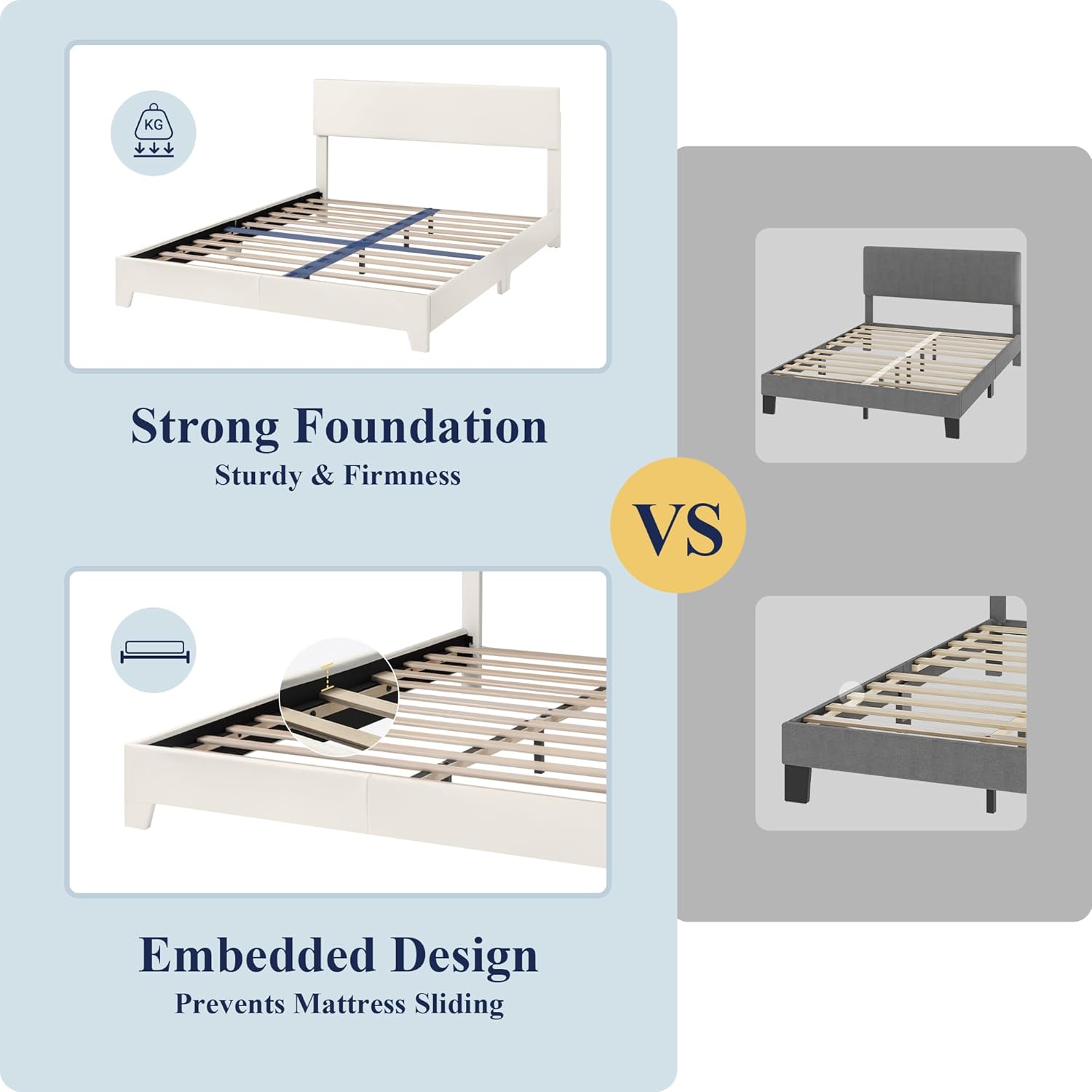 Detalle 1 de Allewie Upholstered Bed Frame, Full Size