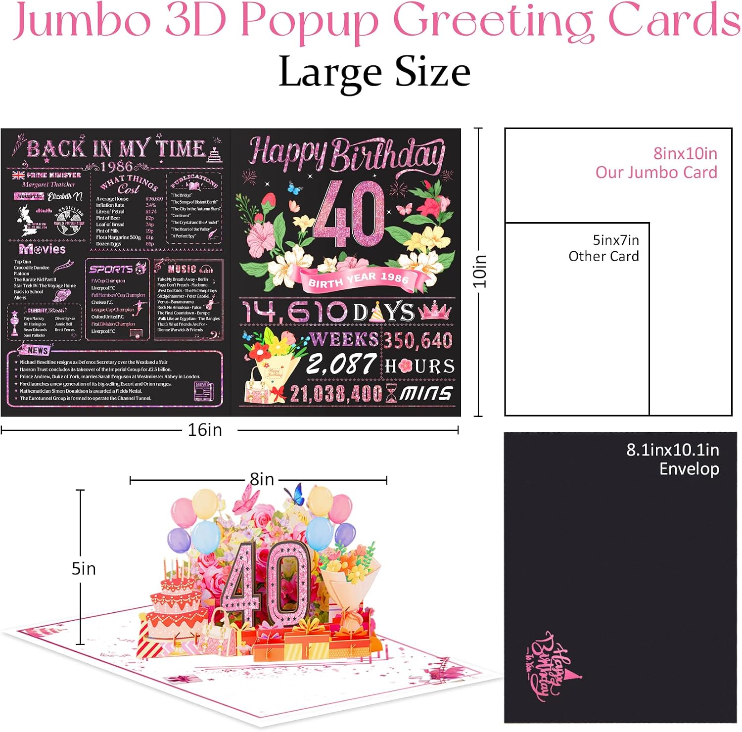 Detalle de Awrmoo 40th Birthday Cards for Women – 3D Pop Up 40 Symbol in Rose Gold, with Hot Stamping Cover