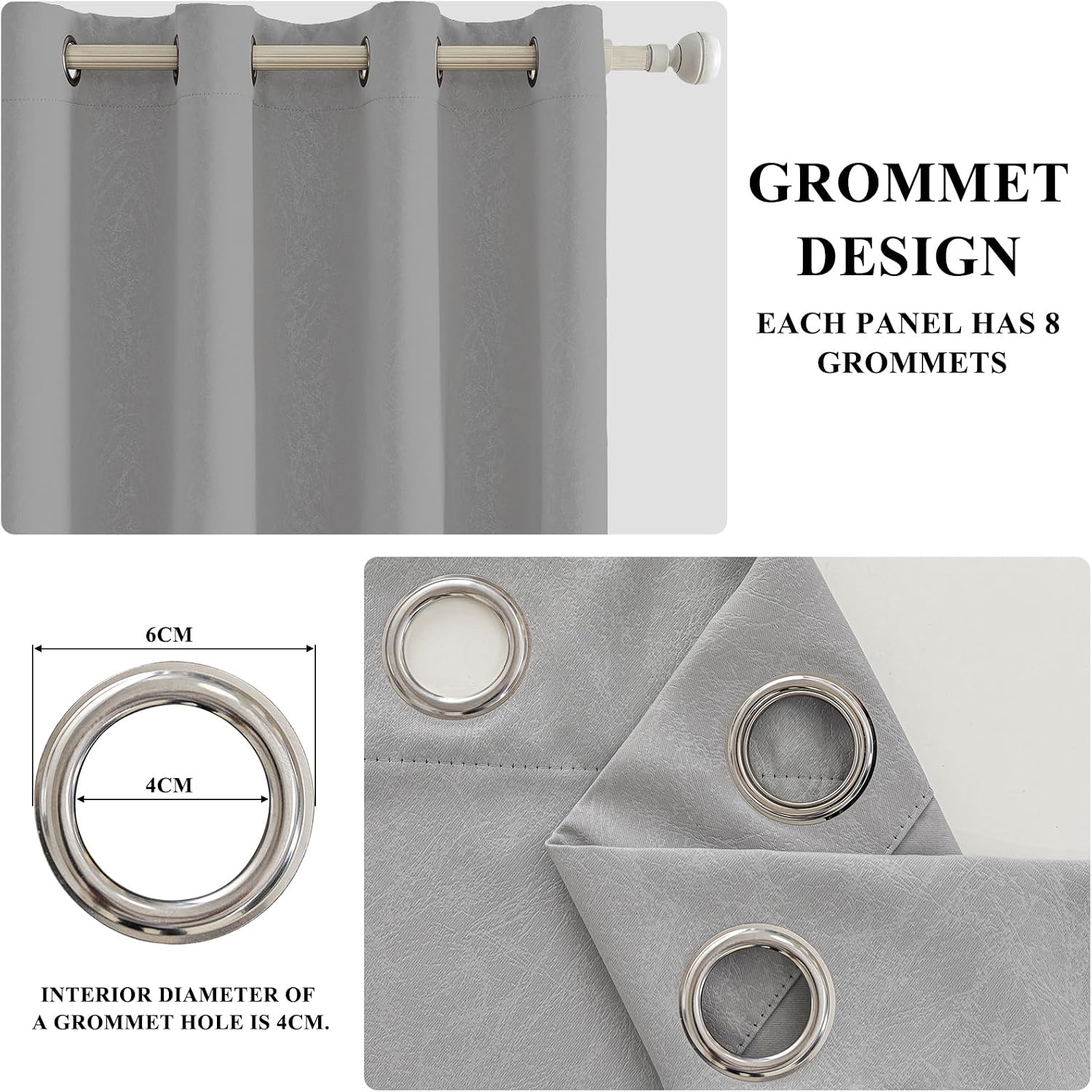 Thumbnail 3 de Ystyle Lot de 2 Rideaux Occultants 117x137 cm – Gris clair, isolation thermique et acoustique