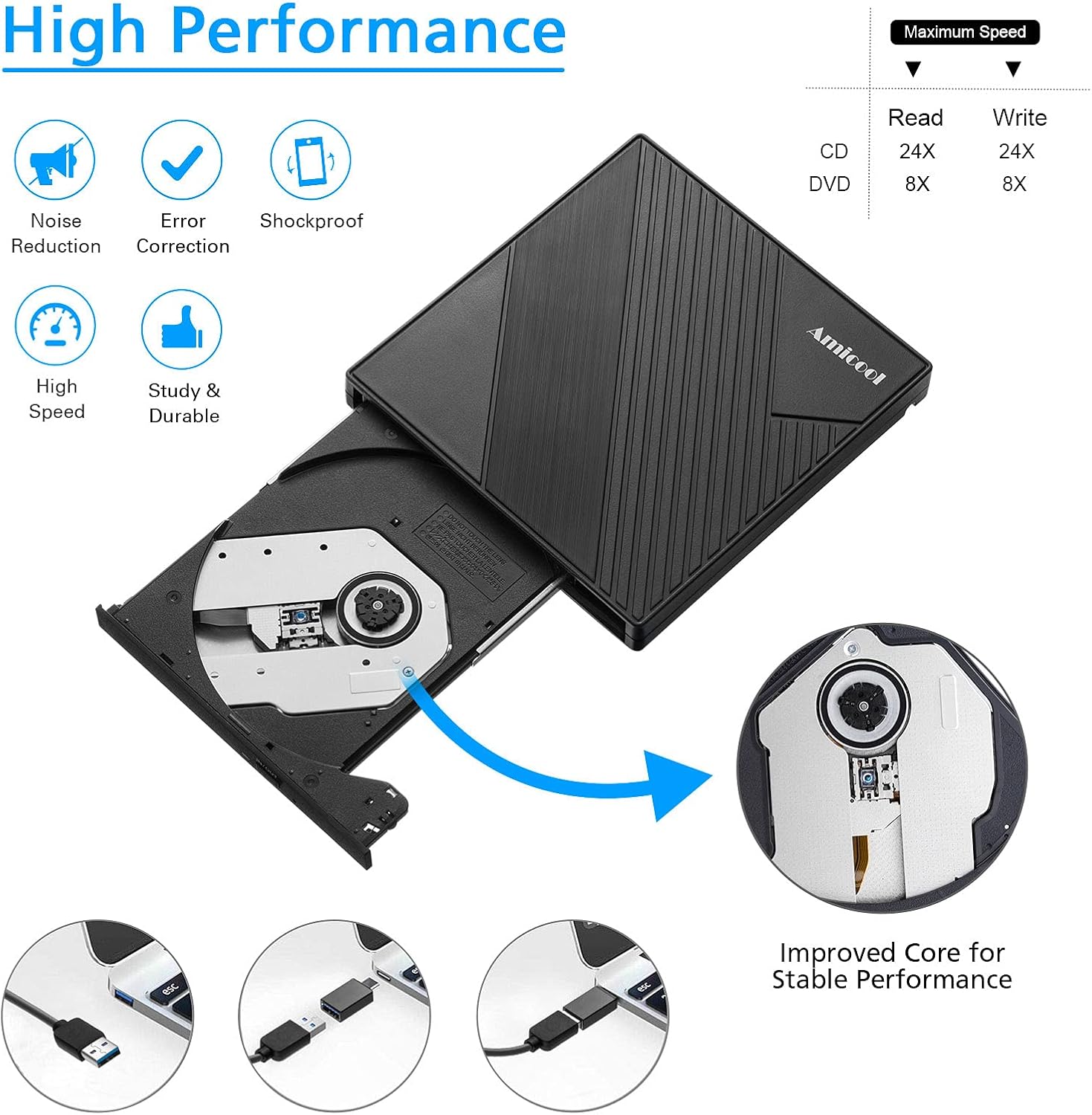 Detalle 2 de Amicool USB 3.0 DVD Drive