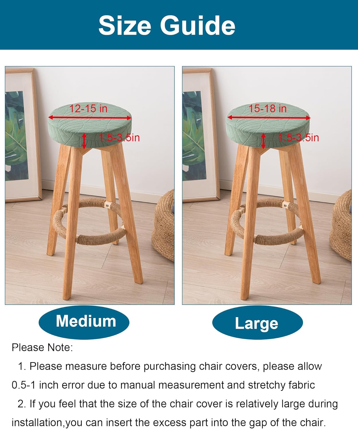 Detalle de CRFATOP Bar Stool Covers, Medium