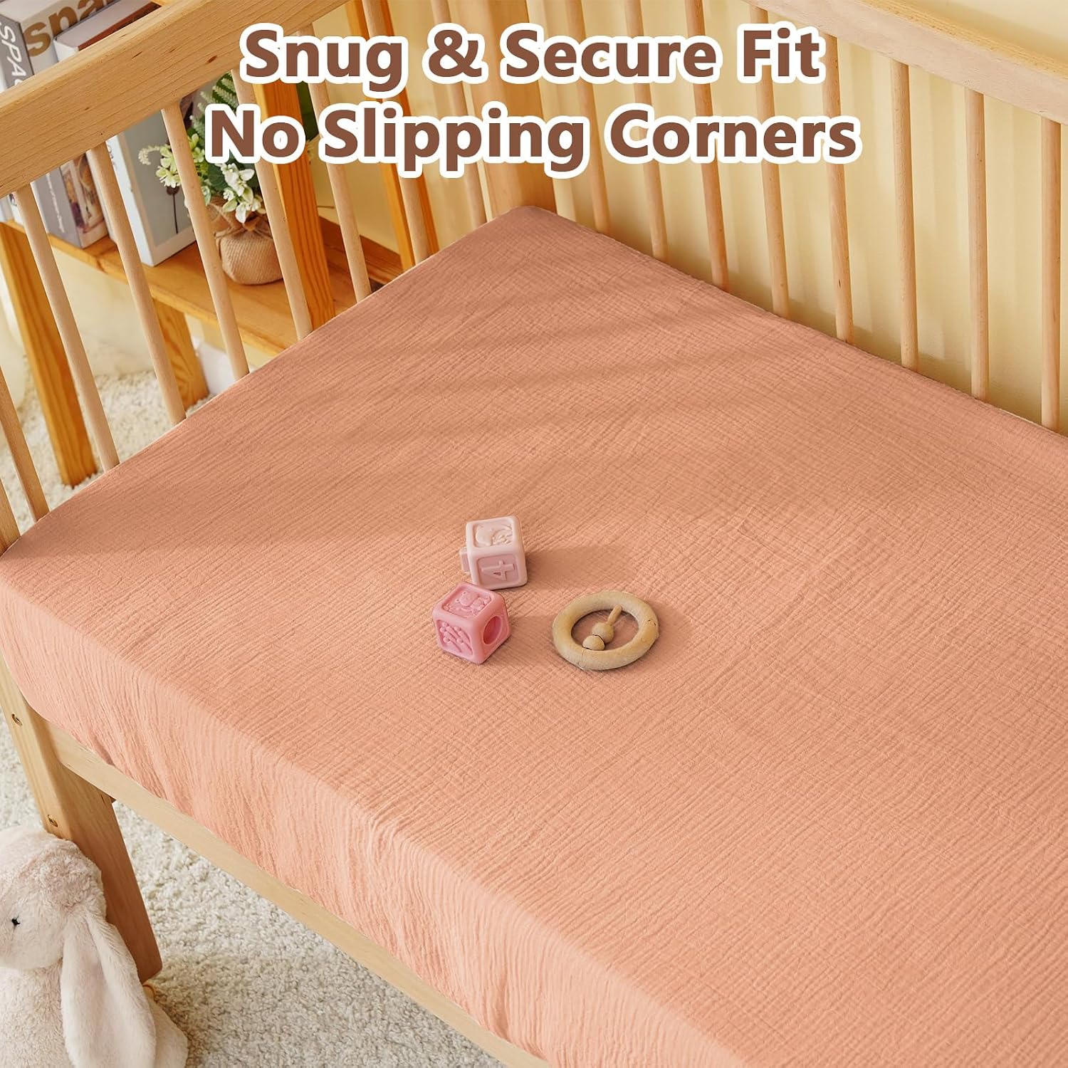 Detalle 2 de Kewlife gift chuangli_ca Muslin Crib Sheet, 100% Cotton, Terracotta